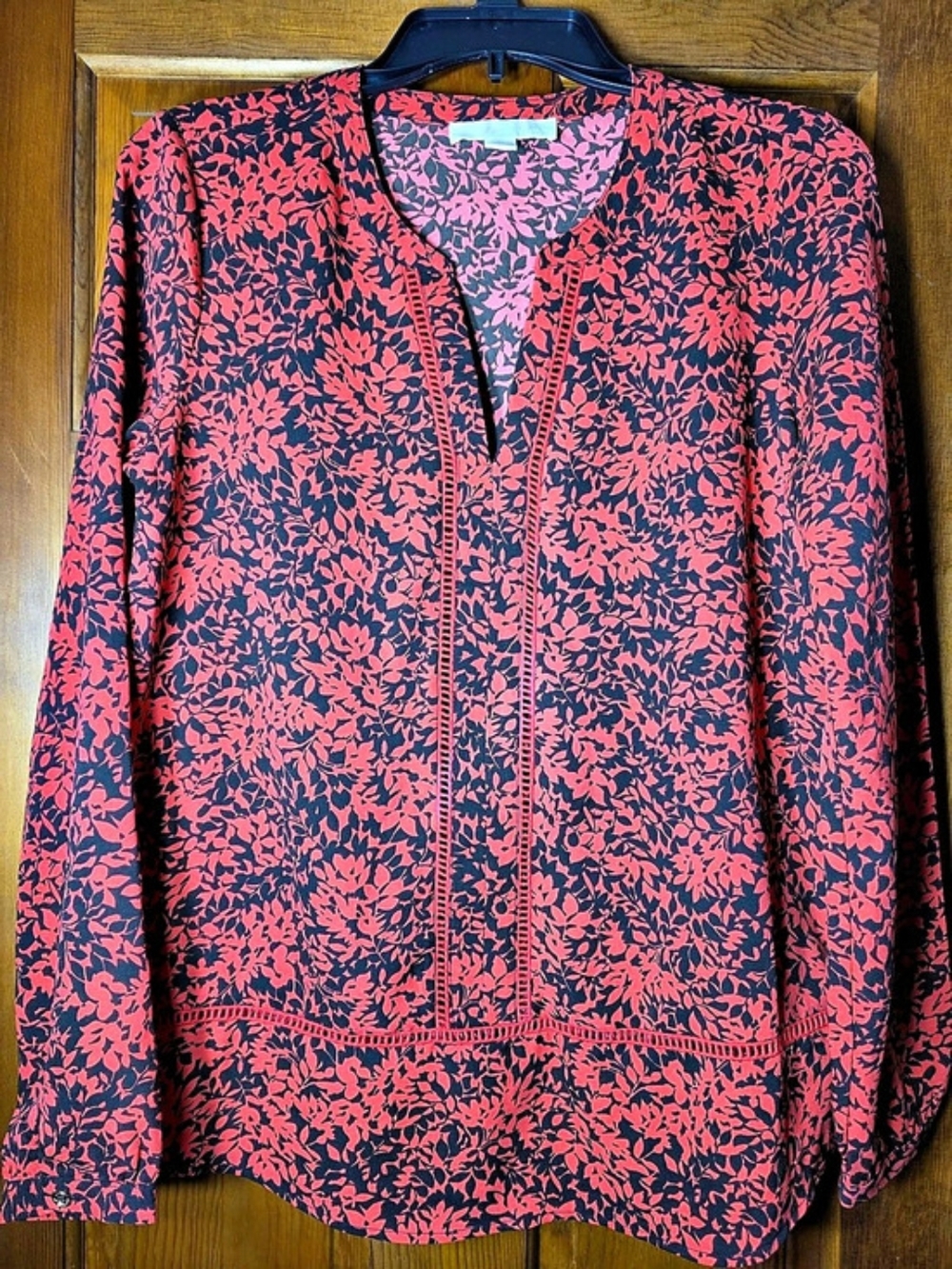 Michael Kors Floral Blouse in Red & Black Size Small Like New